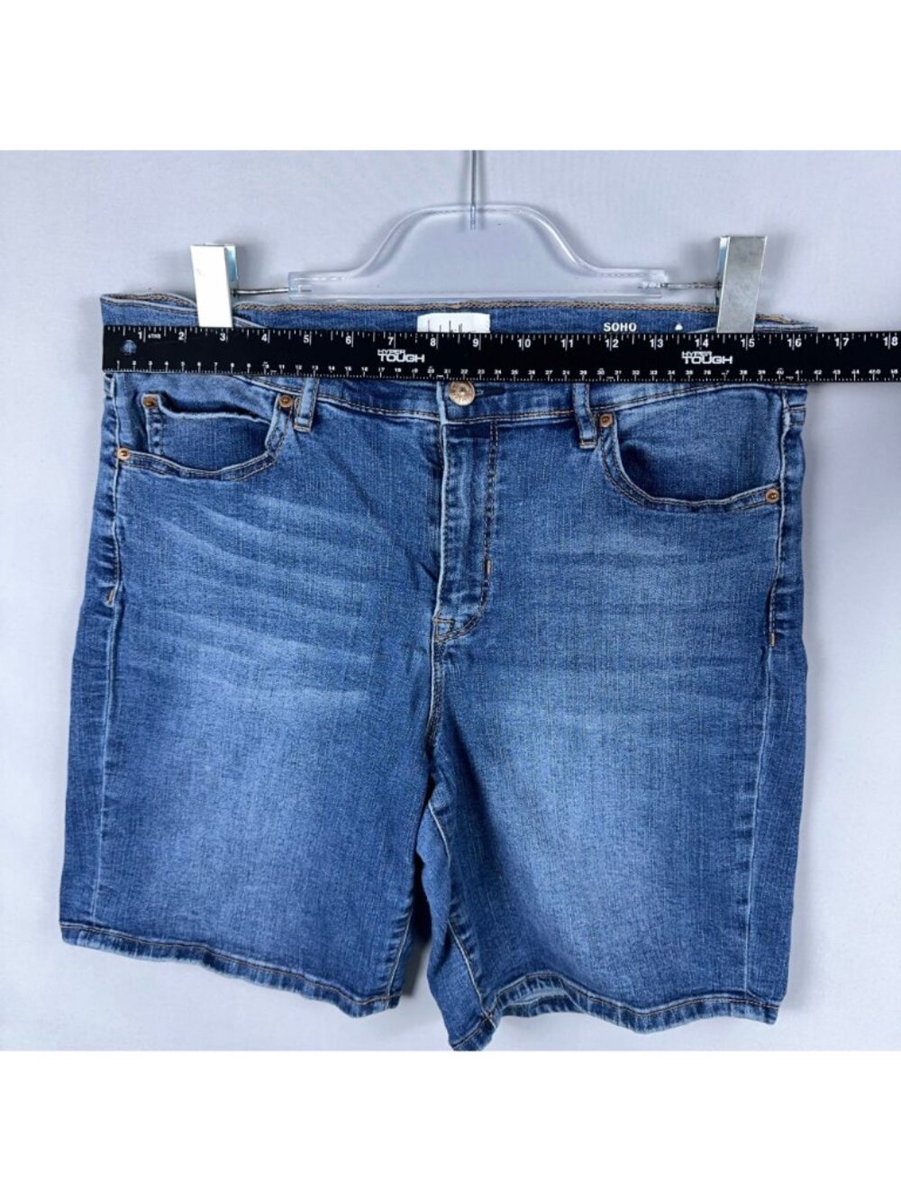 Nicole Miller Bermuda Shorts Soho High Rise Size 12 Blue Medium Wash - Picture 6 of 10